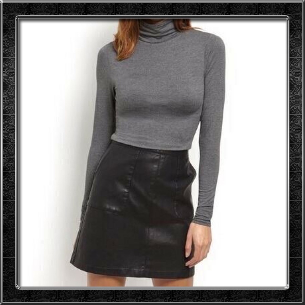 ASOS Black Faux Leather A-Line Skirt